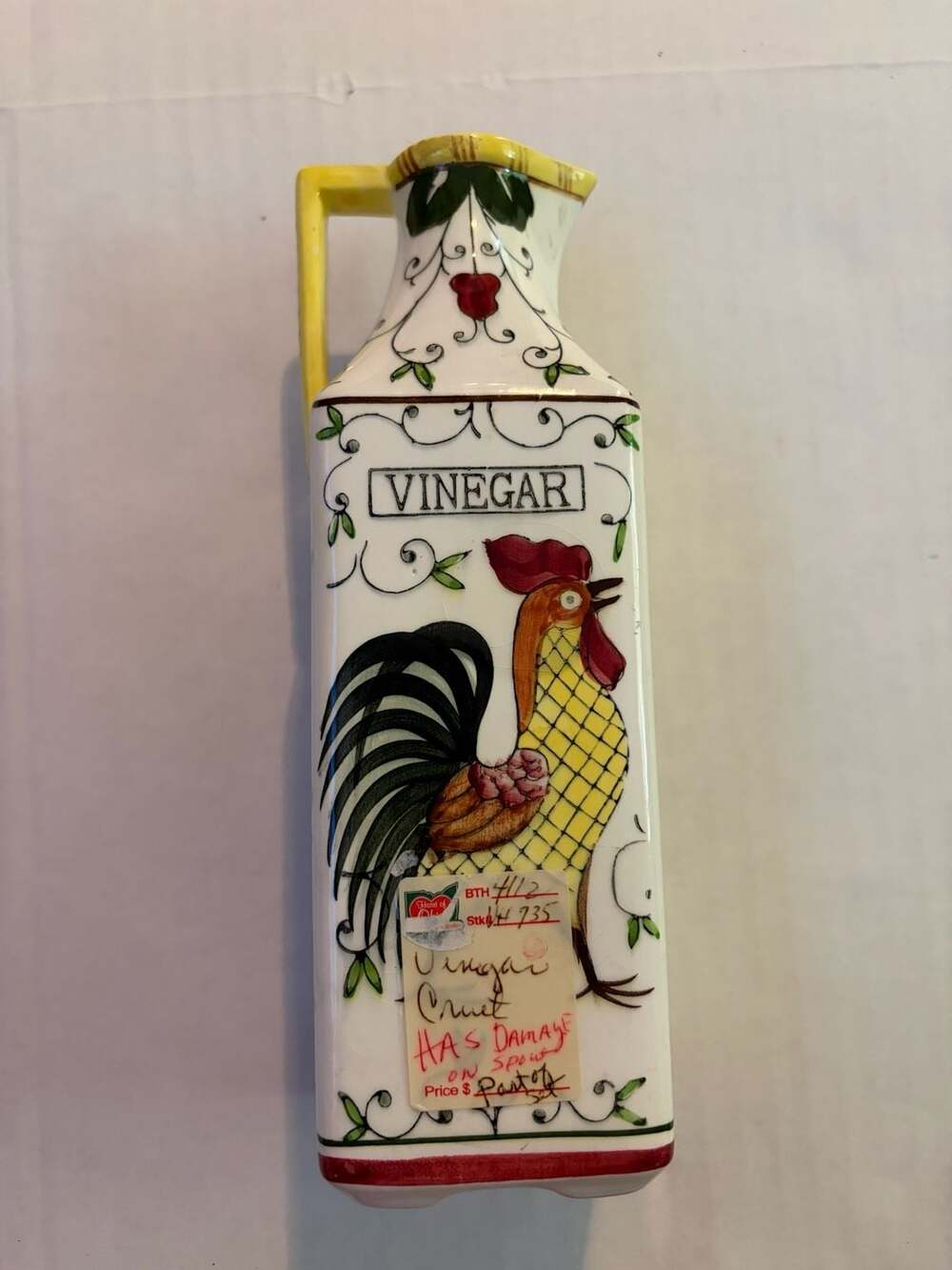 Ucagco Japan Rooster & Rose Early Provincial Vinegar Cruet